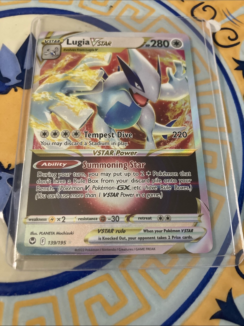 Pokemon Lugia VSTAR Holographic Card - White, Blue, Gold